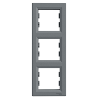 Трехместная вертикальная рамка стального цвета Шнайдер Asfora