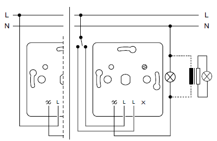 Схема подключения светорегулятора-диммера на 600Вт проходного Асфора