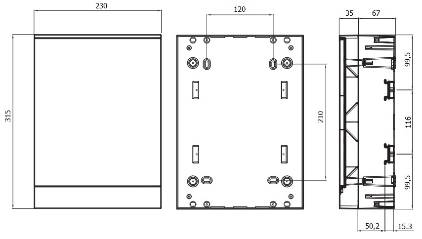 Габаритные размеры распределительного щита для квартиры на 16 модулей АВВ 