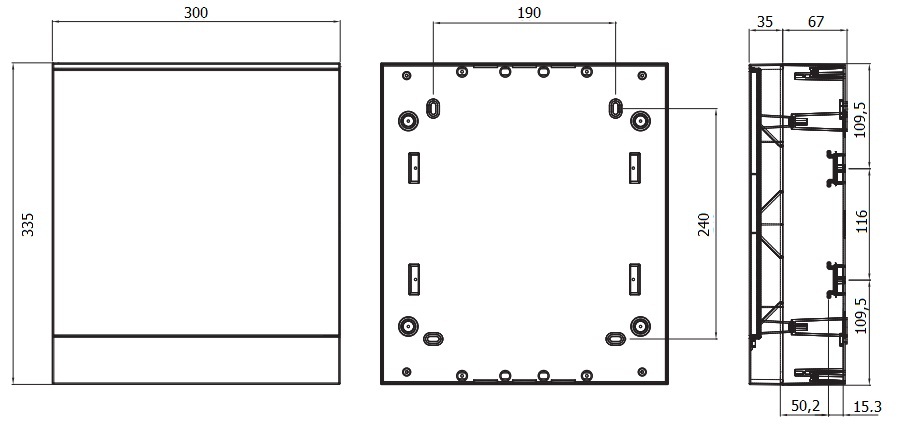 Размеры щитка для квартиры электрического IP-40 навесного на 24 модуля с темной прозрачной дверцей АВВ бейсик Е