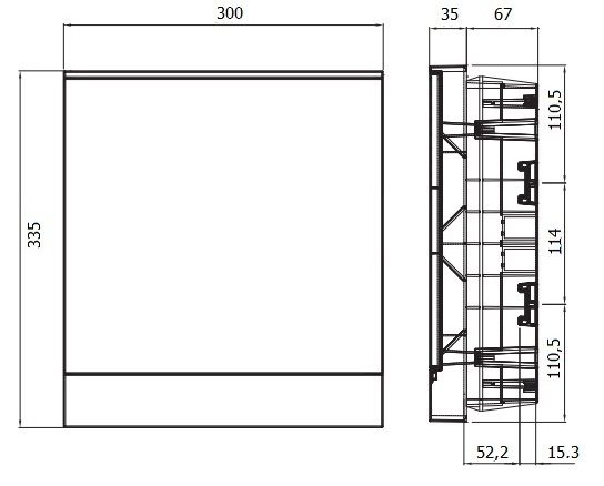 Размер квартирного электрического щита АВВ на 24 модуля внутренней 