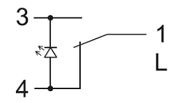 Схема 6 одинарного лестничного переключателя - выключателя проходного с подсветкой Асфора Шнайдер 