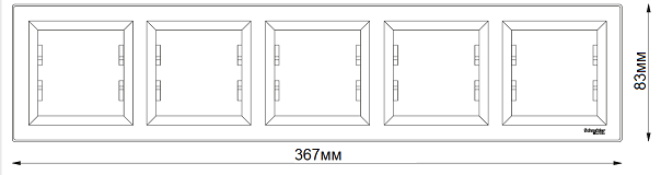 Габаритные размеры вертикальной пятерной рамки Шнайдер Электрик Асфора