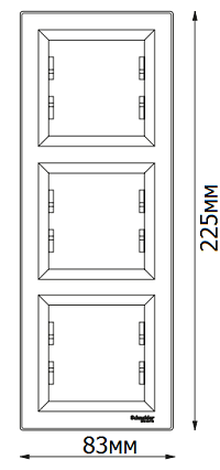 Габаритные размеры вертикальной тройной рамки Шнайдер Электрик Асфора
