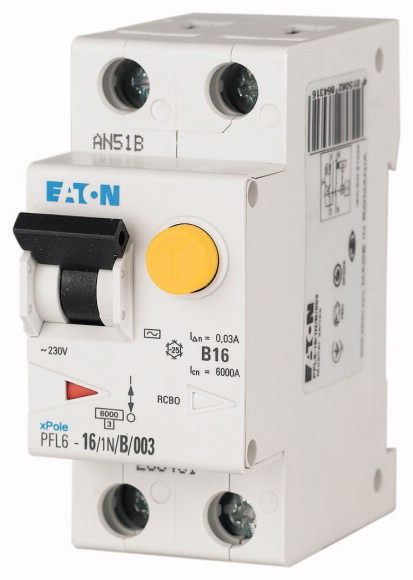 Дифавтомат PFL6-20/1N/B/003 1p+N 20A 0.03 х-ка В 6кА (Eaton/Moller) 