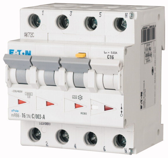 Дифавтомат mRB6-10/3N/D/01-А 3p+N 10A 0.1 х-ка D 6кА (Eaton/Moller) 