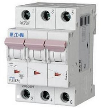 Авт. вимикач PL6-B6/3 3p 6A B 6кА (Eaton/Moller) 