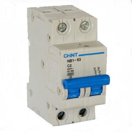 Автоматичний вимикач NB1-63 2p 2А тип D 6кА