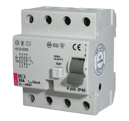 Диференційне реле(ПЗВ) EFI-4 4p 63A 0.1 тип А 10кА
