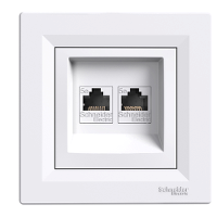 Двойная компьютерная розетка 2хRJ45 Asfora БЕЛАЯ (Шнайдер)