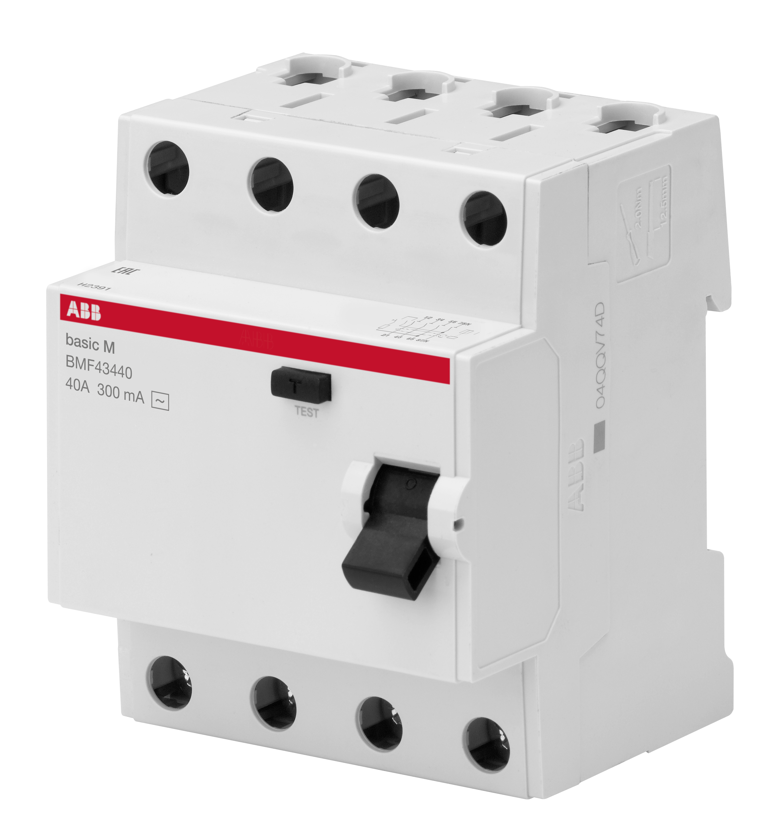 Диференційне реле (ПЗВ) ABB Basic M 4p 40А 0.03 тип АС 4.5кА (BMF414440)