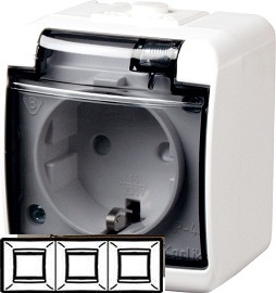 Розетка потрійна RHE-3sd біла IP-44