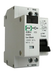 Диф.автомат АЗВ-2-С10-30 2р 10А 30мА 4.5кА (ECO)